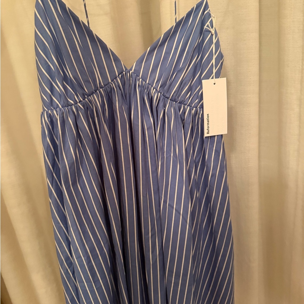 Reformation Blue and White Striped Mini Dress